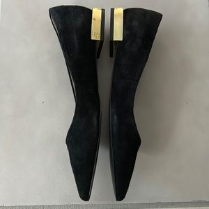 Tahari Block Heel Black Suede Flat Point Toe Pumps size 6M